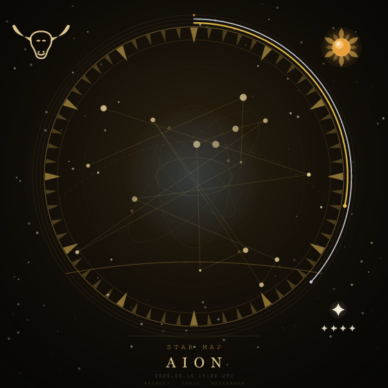 STAR MAP — a field of stars over a horizon, crossed by the ecliptic
